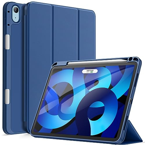 JETech Hülle für iPad Air 11 M4/M3/M2 & Air 5/4 10,9, Navy | Für iPad Air 11 (2026-2024) & Air 10,9 (2022/2020), Weiches TPU, Pencil Holder, Dreifach-Ständer, Stoßfestes Leichtdesign