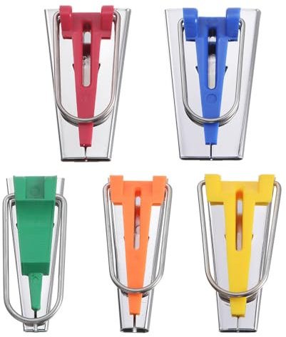 QUARKZMAN Biais Ruban Fabricant Trousse 6mm 12mm 18mm 25mm 9mm Simple et Double Plié Tissu Biais Reliure Fabricant Couture Outils pour Tissu Piquage Couture Artisanat DIY, 5 Couleurs