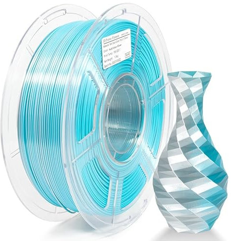 iSANMATE Dual Seide Filament PLA 1.75mm, Dual Silber Blau Silk PLA Filament, 3D Drucker Silk Filament 1 kg Spule, Maßgenauigkeit /- 0.03 mm