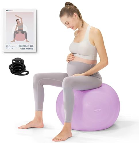 YOTTOY Pregnancy Birthing Ball, 1.8mm Thick Yoga Ball for Prenatal Exercise & Labor Preparation, Includes Pump