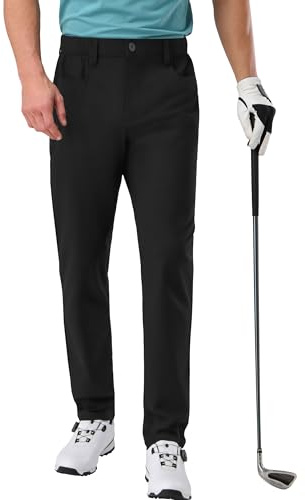 Pioneer Camp Pantaloni da golf da uomo, elasticizzati, traspiranti, lunghi, con elastico in vita e 3 tasche funzionali, Nero , 40