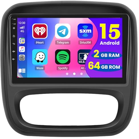 Hikity 2+64G Android Autoradio för Opel Vivaro B/Renault Trafic/FIAT Talento/Nissan NV300 Trådlös Carplay Android Auto, 9 Tum Autoradio med Skärm Navi Bluetooth EQ FM/RDS USB Backkamera