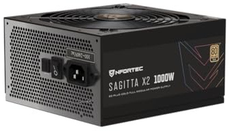 Nfortec Sagitta X2 1000W Fuente de alimentación Full Modular 80+ Gold, Ventilador silencioso PCIE 5.1, ATX 3.1, Negro