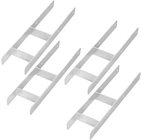 KOTARBAU® H Pfostenträger zum Einbetonieren 150x600 mm, H Anker, 4er Set | Bodenanker, Pfostenanker für Zaunpfosten & Holzbalken, Balkenschuh aus galvanisch verzinktem Stahl, Silber