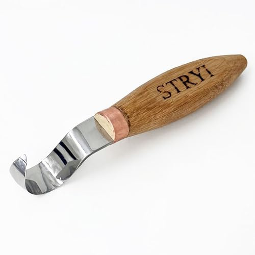 STRYI Coltello professionale per cucchiaio da 25 mm per la mano destra – Coltello da intaglio forgiato a mano estremamente affilato per cucchiai, ciotole e kuksa – manico ergonomico in legno per
