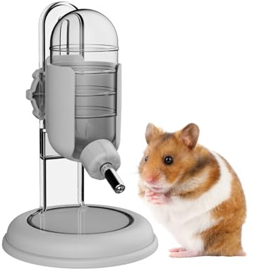 Hamster Water Bottle with Stand, 4oz Water Dispenser for Syrian Dwarf Hamsters Gerbils Mice Rats Degus (Gray)
