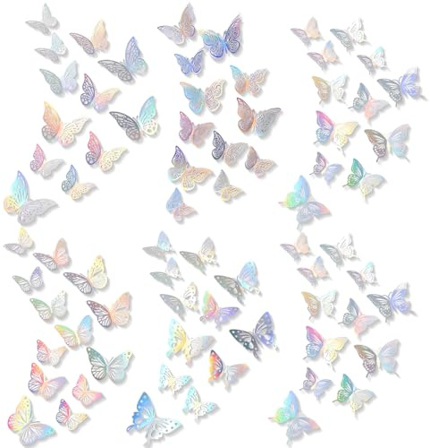 EJRUP Adesivi Murali 60 adesivi murali di farfalle realistiche in carta, adatti per la decorazione