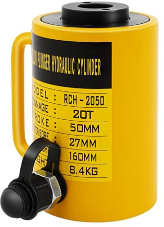 TCICOP 20T Hydraulikzylinder Einfachwirkend 60mm Hub Hohlzylinder, Hydraulischer Plattenhebelzylinder für Ausrücklager, Geeignet für Baustellen und Brücken