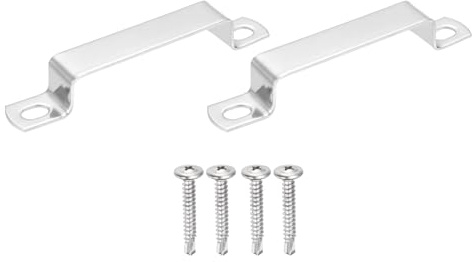 sourcing map 2Pcs U Shape Square Tube Clamp, 80x20mm U Shaped Bracket 304 Stainless Steel Square Strap Clamp with Phillips Head Self Drilling Screws for Pipes Door Closed Bar Holder Railings