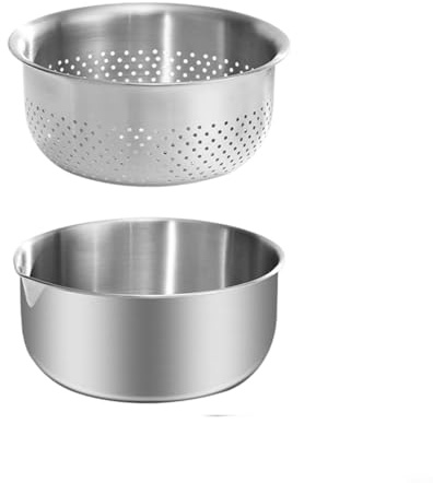 Entgoinggo Scolapasta da cucina, in acciaio inox con ciotola, set di drenaggio a doppio strato, colino per alimenti per mescolare verdure (S)