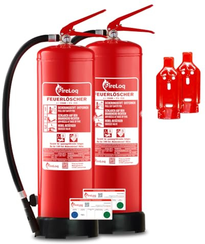 FireLoq 2X 6L Schaumlöscher 27A | 233B mit Prüfnachweis, Wandhalter und Manometer