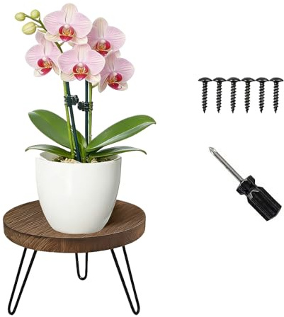Taburete Redondo para Plantas, Soporte Redondo de Madera para Plantas, Soporte para Plantas de Madera, Taburete para Flores, Estantería para Plantas, para Hogar, Jardín, Patio