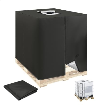 Cubierta para Depósito de Agua IBC 1000L, Funda Protectora de Lona Contenedor Lluvia en Tela Oxford 420D, Fundas Tanque Anti-UV e Impermeable con Cremallera, Accesorios Jardín (120x100x116cm, Negro)
