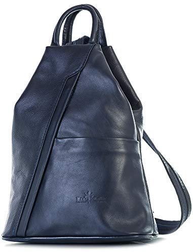LIATALIA - 2 en 1 - Sac à main bourse porté épaule/sac à dos en autentique cuir italien - ALEX- (z** (Solde) - Bleu marine)