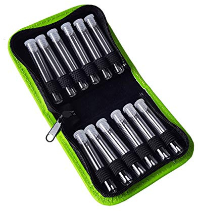 Homöopathie Taschenapotheke Leder grün für 12 Globuli Röhrchen 8 mm (mit Klarglasröhrchen)