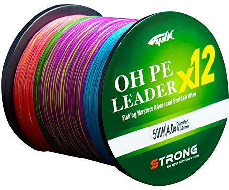 LPATTERN Angelschnur- 500M 12-Fach PE Angeln Geflochtene Schnüre, 500M-Bunt, 2.5#/0.26mm/21.3kg