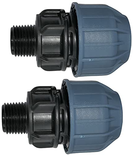 AERZETIX - Juego de 2 - Manguito Adaptador Roscado Reductor de Compresión Recto - Conexión Rosca Macho 1/2'' - para Tubería de Agua Ø25mm - en Polipropileno - Conector Reparador