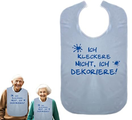 Cre9tive Ich kleckere nicht, ich dekoriere - Geschenk zur Rente - Lustiges Lätzchen für Erwachsene Ess-Schürze Essschürze Kleidungsschutz wasserdicht ID: 002