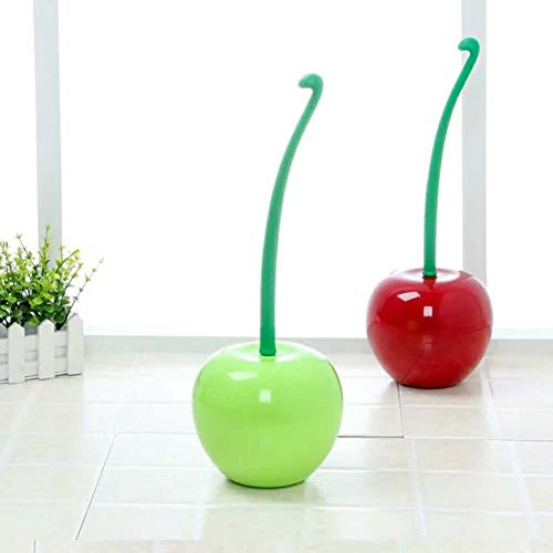 Kreativer WC-Bürstenhalter, Kirsch-WC-Bürste, kreative Obstform, WC-Bürste und Halter, stehendes WC-Bürsten-Set, WC-Bürste mit Halter, Schüssel, WC-Reinigungswerkzeug (rot)