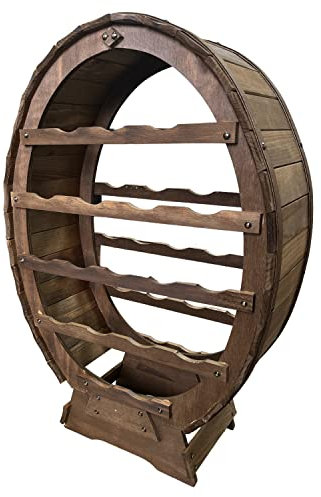 Marvin Cantinetta Vini In Legno Cantina Porta Bottiglie Vino Scaffali Da Terra Mobile A Forma Di Botte Barile Per Casa Cucina Enoteca (18 Bottiglie)
