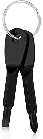 Cobee Destornillador multifunción llavero, 2 piezas, conjunto de llaveros de cabeza plana portátil, ranura cruzada, mini destornillador para hombre (negro)