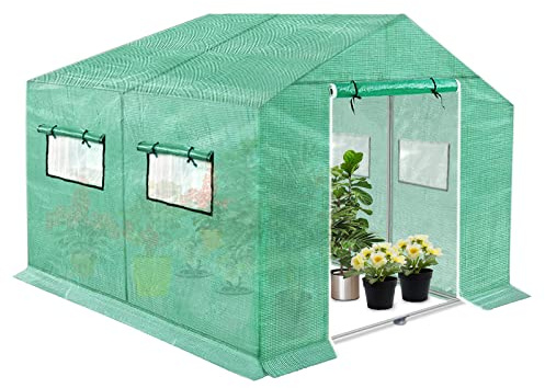 TRMLBE Invernadero de 3 x 2 x 2 m y 6 ㎡, resistente al invierno, HDPE+LDPE+tubo galvanizado, invernadero, balcón, interior, tomates, Green House