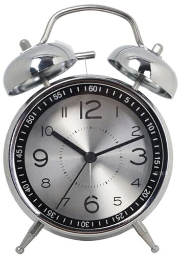 Wecker Analog Ohne Ticken Geräuschlos, Retro Wecker Lautlos Doppelglockenwecker Lauter Wecker Kinderwecker mit Nachtlicht Batteriebetrieben Quarzwecker Metall Wecker für Tiefschläfer, Kinder, Senioren