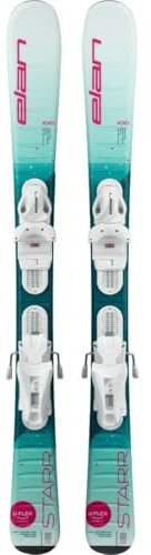 Elan Starr Little Kids Mädchenski 80 cm mit passender größenverstellbarer El.4.5-Bindung auf Skiern