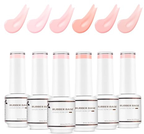 Nicedeco Gummibas gelset – 8 ml 6 färger UV-gel blötläggning set 6–37
