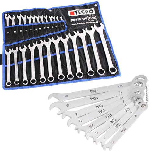 Maul-Ringschlüssel Satz 12-Kant Vielzahn CR-V + Mini Sechskant Schlüssel
