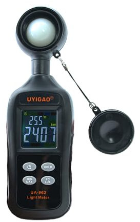 Misuratore di luce, fotometro con display LCD, misuratore di luce digitale portatile per fabbrica/magazzino/casa/ufficio, nero