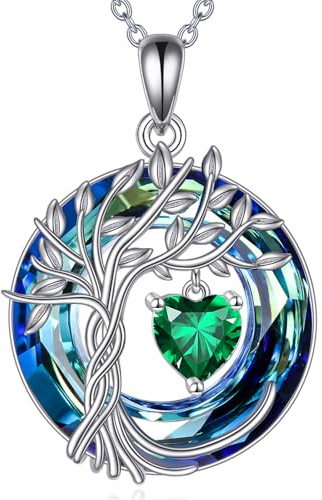 Collana da donna in argento sterling 925, con ciondolo a forma di albero della vita, con cristalli, anniversario, compleanno, Natale, matrimonio, per moglie, sorella
