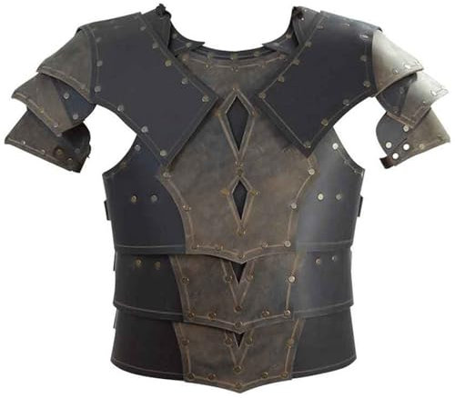 MDFCZXP Vintage Kunstleder Brust Schulter Rüstung für Männer Frauen, Mittelalterliche Steampunk Brustschutz Körperrüstung,Braun,40cm