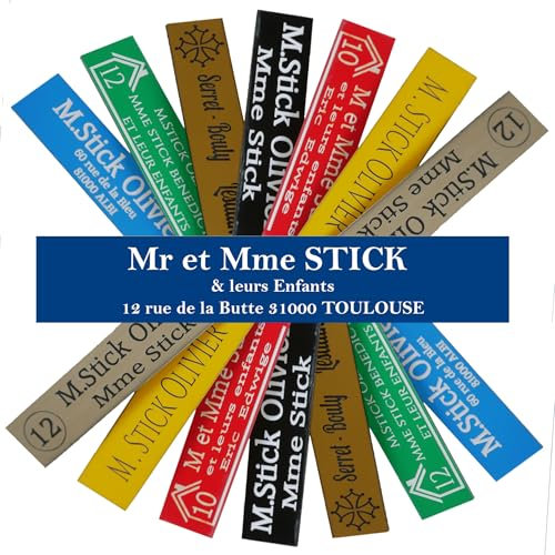 Targhetta Nome per Cassetta delle Lettere in PVC 10 x 2,5 cm - Targa Personalizzabile 3 Righe & Logo