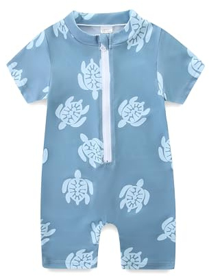 KIDDLETOWN Maillot de Bain Enfant Bébé Garçon Une Pièce Imprimé Requins Anti-UV Maillot de Bain bébé garçon Une pièce vêtements à Manches Courtes 12-18 Mois