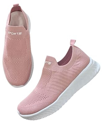 P&L ITALY COLLECTION Chaussures de Sport Femme Sans Lacets Slip-On Confortables et Légères pour Courir Travailler Marcher Se Promener Chaussures Décontractées Sneakers, rose, 38 EU