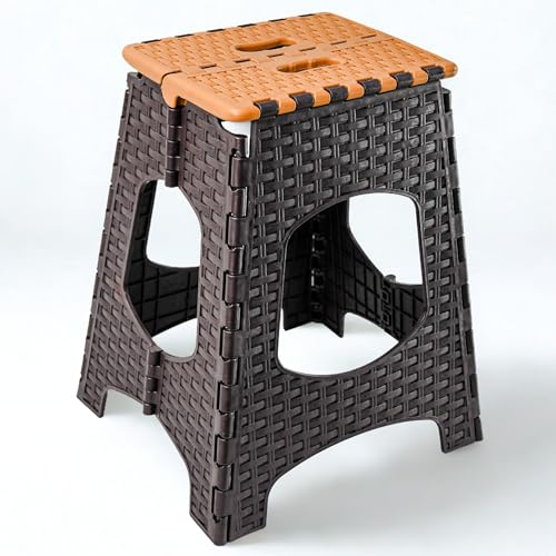 Klapphocker faltbar 43cm - Tritthocker bis 120kg - Hocker Braun