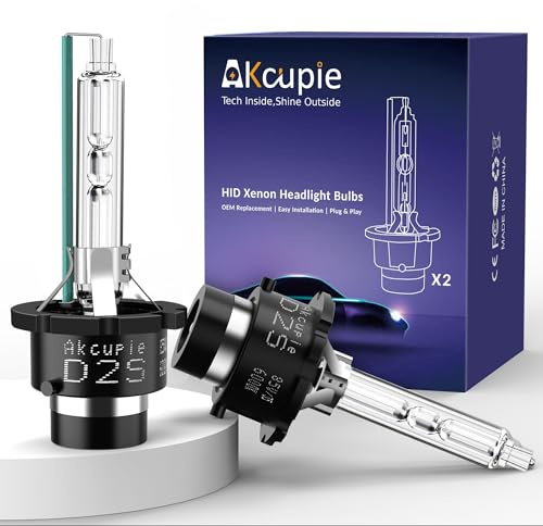 Akcupie D2S HID Bulb for Car Headlight,OEM Fit Automotive Headlight Xenon Bulb,6000K Diamond White Plug N Play Xenon Lamp,350% Brighter HID Light,3000H Longevity,Waterproof,Easy installation,Pack of 2