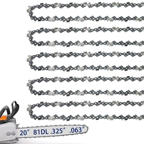 5 Pack 20 Inch Chainsaw Chain Fit Stihl .325 Pitch .063 Gauge 81 Drive Links for 26RS-81, 26RM3-81 for Stihl MS290, MS291, MS271, MS261, 3639-005-0081, Oregon V81, L81, 22LPX081G and More