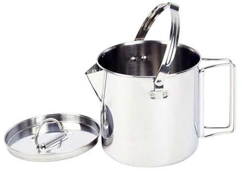 Generisch Camping Wasserkocher,1.2L Edelstahl Percolator Wandern Wasserkocher Camping Kaffeekanne -Outdoor-Camp-Kaffeemaschine zum Aufbrühen von Kaffee über Herd und Feuer