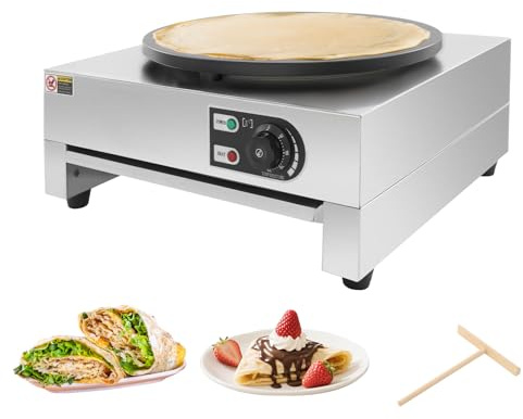 Elektrischer Crêpes Maker, 3kW Leistung, Durchmesser 40 cm, Einstellbare Temperatur 50-300 °C, Crêpes Maker mit Grillplatte und Spatel, Antihaftbeschichtung