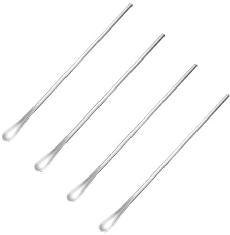 CONGARTENO Cuillères à Long Manche Design Délicat en Acier Inoxydable Lot de 4 Plates Poignée Longue Facile à Nettoyer, pour Mélanger Boissons Froides pour Café et Miel
