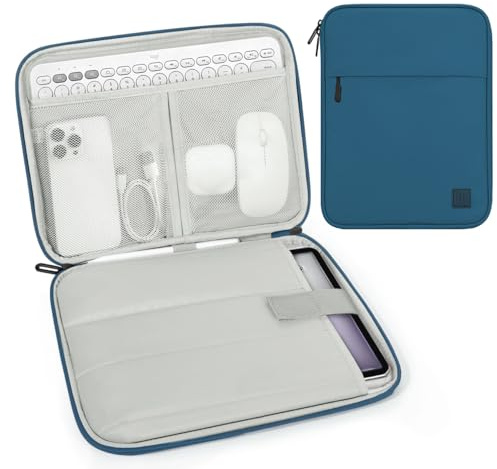 Dadanism 13 Pollici Tablet Custodia Borsa Portatile per iPad Pro 13 M5/M4, iPad Air 13 M4/M3, iPad Pro 12,9, MacBook Neo/Air M5 M4 13, Galaxy Tab S10 FE Plus 13,1/Tab S10+ Plus 12,4, Blu Pavone