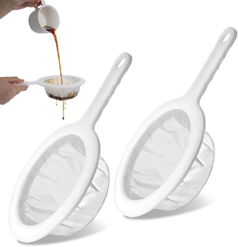 2 Pack Ultra Fine Nylon Mesh Strainer with Handle 120/200 Small Kitchen Colander Plastic Mesh Sieve for Filtering Yogurt Juice Milk Honey Coffee Matcha