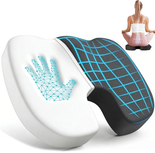 Kezidhp Orthopädisches Sitzkissen mit Memory-Schaum, Ergonomisches Sitzkissen Bürostuhl, Auto & Zuhause, Bezug Abnehmbar & rutschfest, Unterstützung für Rücken und Steißbein