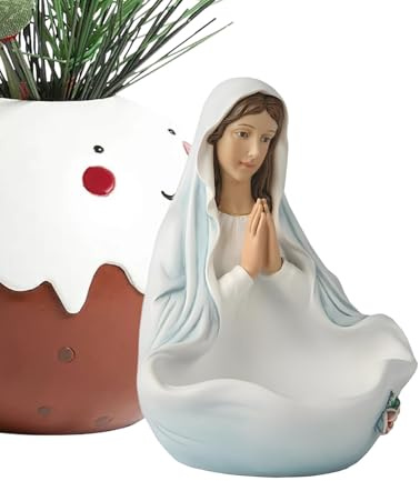 Fyrdyn Estatua De Virgen María para Exterior | Estatua De La Bendita Virgen María | Soporte Escultura Religiosa para Decoración De Hogar Jardín Iglesia Interior Familia Mujeres