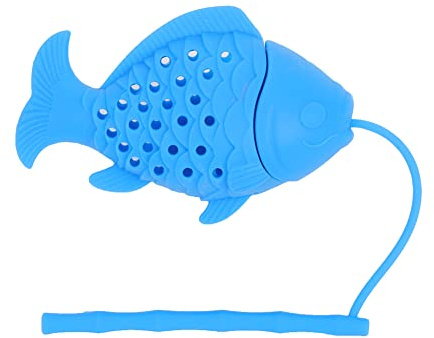 Omabeta Filtre à thé de Boule de Passoire D'infuseur de thé de Forme de Poisson de Silicone avec le Matériel de Catégorie Comestible pour la Perche de Bord de Tasse de Thés en Vrac (Bleu ciel)