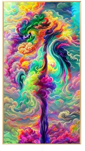 JATOK Malen nach Zahlen Erwachsene XXL, Abstrakter Regenbogen, 40 x 70 cm | Große gerollte Leinwand ohne Rahmen mit Acrylfarben und Pinseln; XXL-Format für kreative Auszeit und starke Wandwirkung