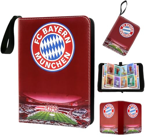 Fussball Karten Sammelalbum mit Reißverschluss Tragegrif- 400 Taschen Fussball Sammelkarten Album Karten Sammelmappe Sammelheft,Wasserdichter Karten Hefte Halter Ordner Buch Hüllen für Geschenk Kinder