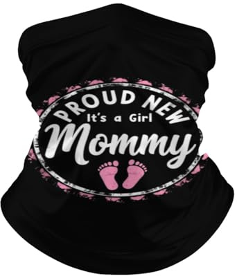 Ice Silk Scarf Proud New Mommy It's a Girl Pink Baby Footprints Windproof Sun Protection Bulk Face Cover Gaiter Multifunctional Headwear for Cycling Sports Motorcycle Riding